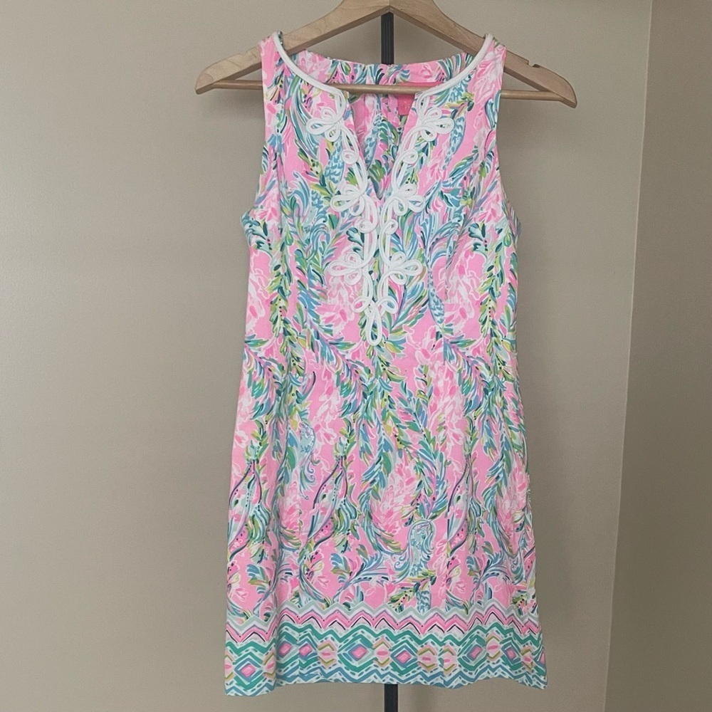Lilly Pulitzer Gabby Stretch Shift Dress - Pink and Green - Picture 1 of 10